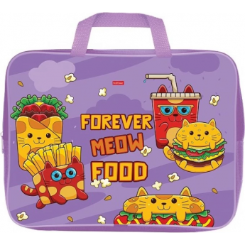 Сумка текстильная с ручками HATBER А4ф 350х265х40мм для тетрадей Cats-Fast food Сумка текстильная с ручками HATBER А4ф 350х265х40мм для тетрадей Cats-Fast food
