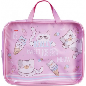 Сумка текстильная с ручками HATBER А4ф 350х265х40мм для тетрадей Забавные коты